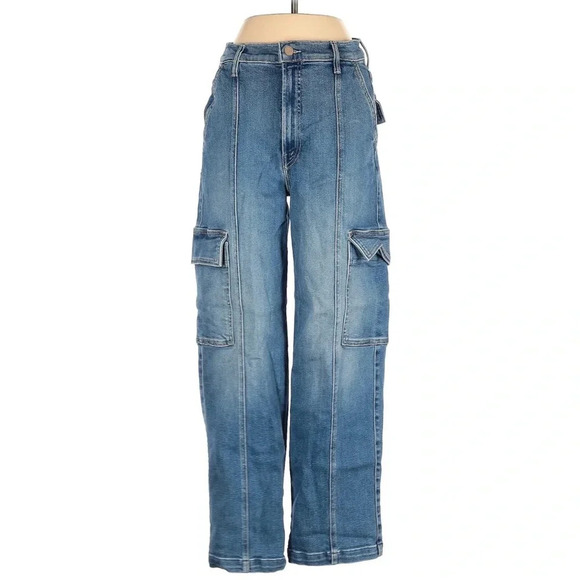 Mother The Rambler Cargo Wide Leg Ankle Jeans in Riding the Cliffside Size 26 - Picture 4 of 9
